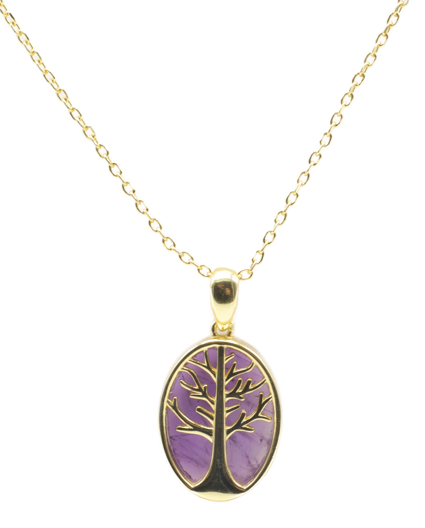 COLLIER EN ARGENT 925 ET PLAQUE OR ARBRE DE VIE