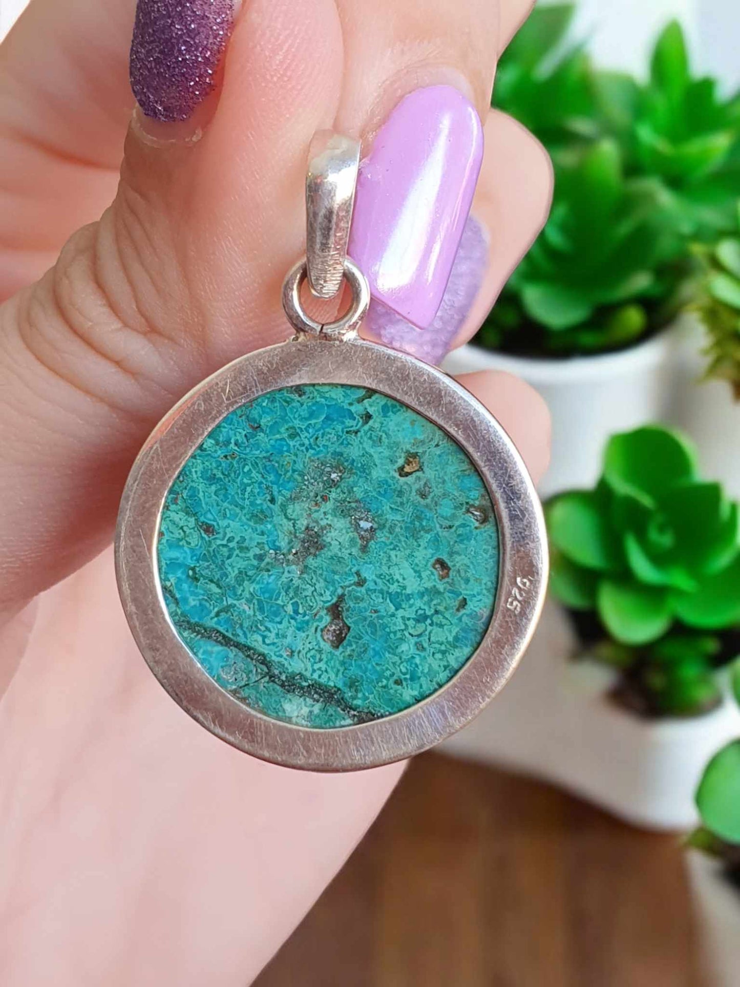 pendentif en Argent 925- Chrysocolle