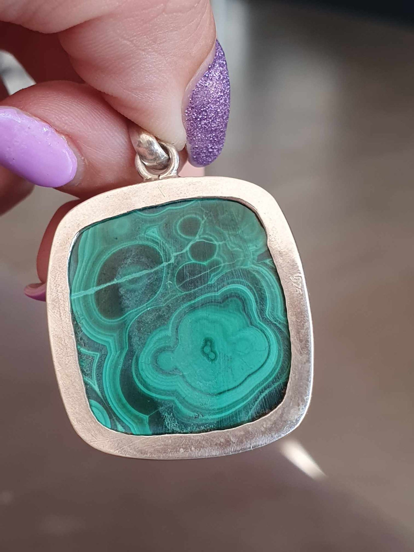 Pendentif en Argent 925- Malachite