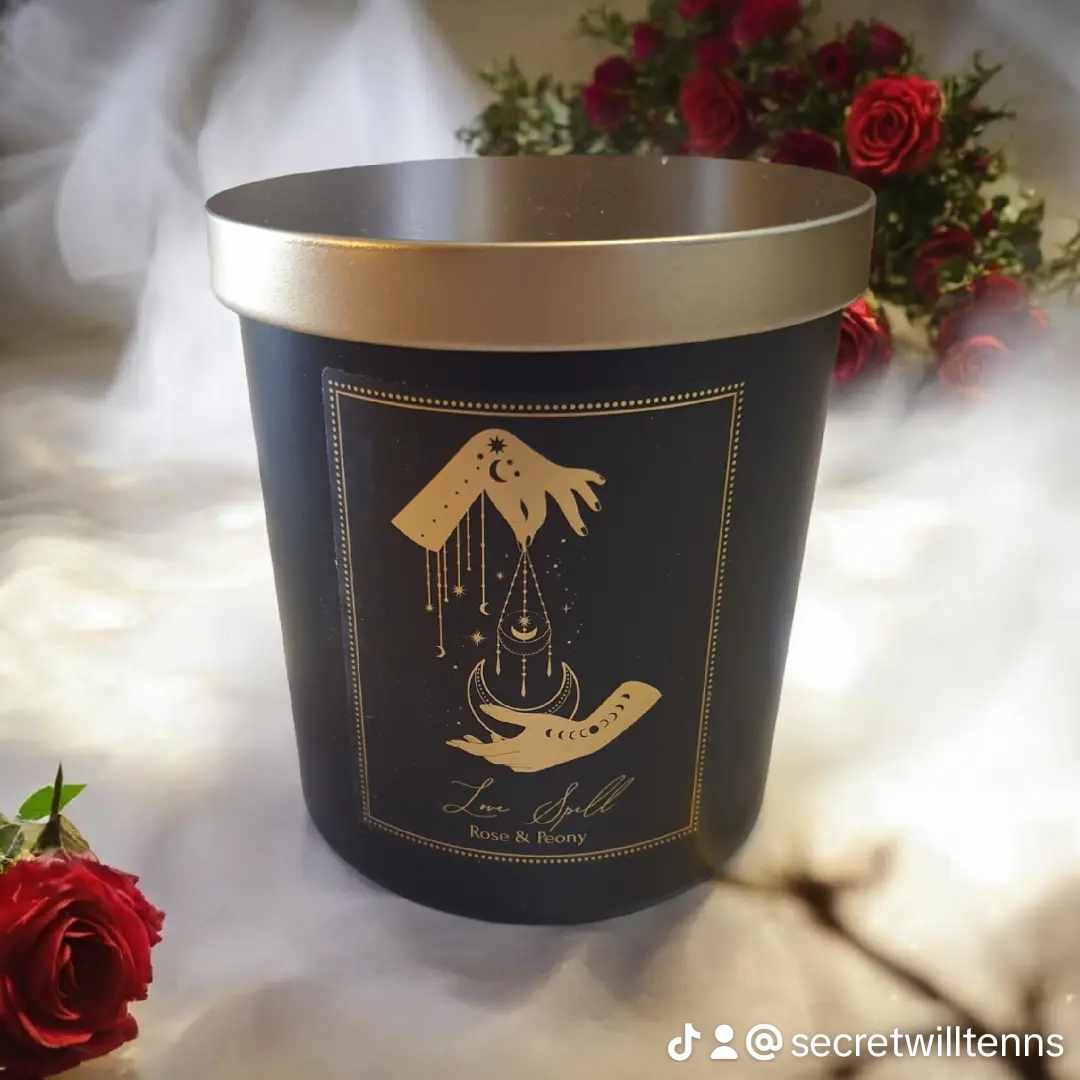 Bougie d'intention Love Spell en verre avec couvercle