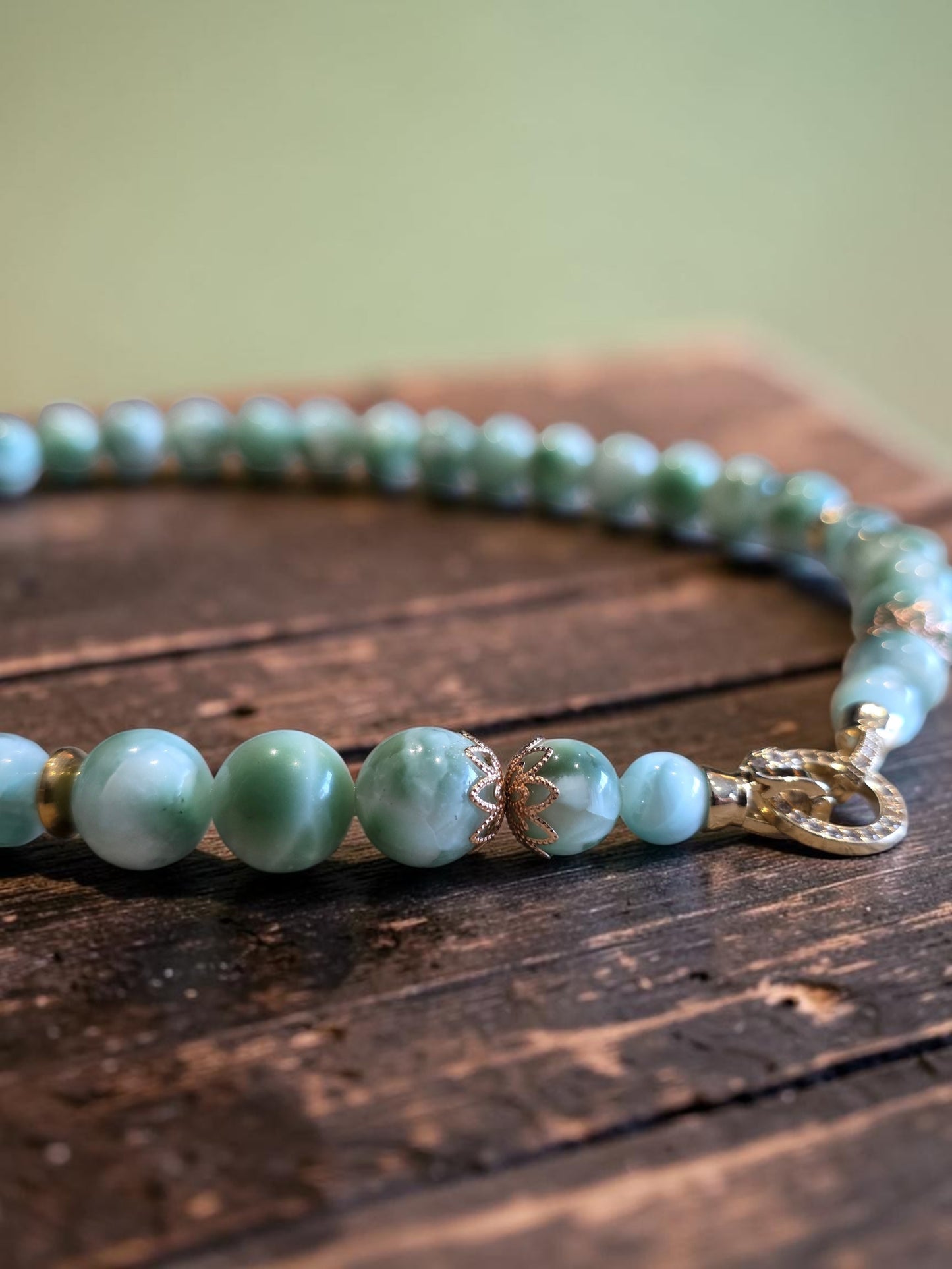 Collier en Larimar perles 12mm