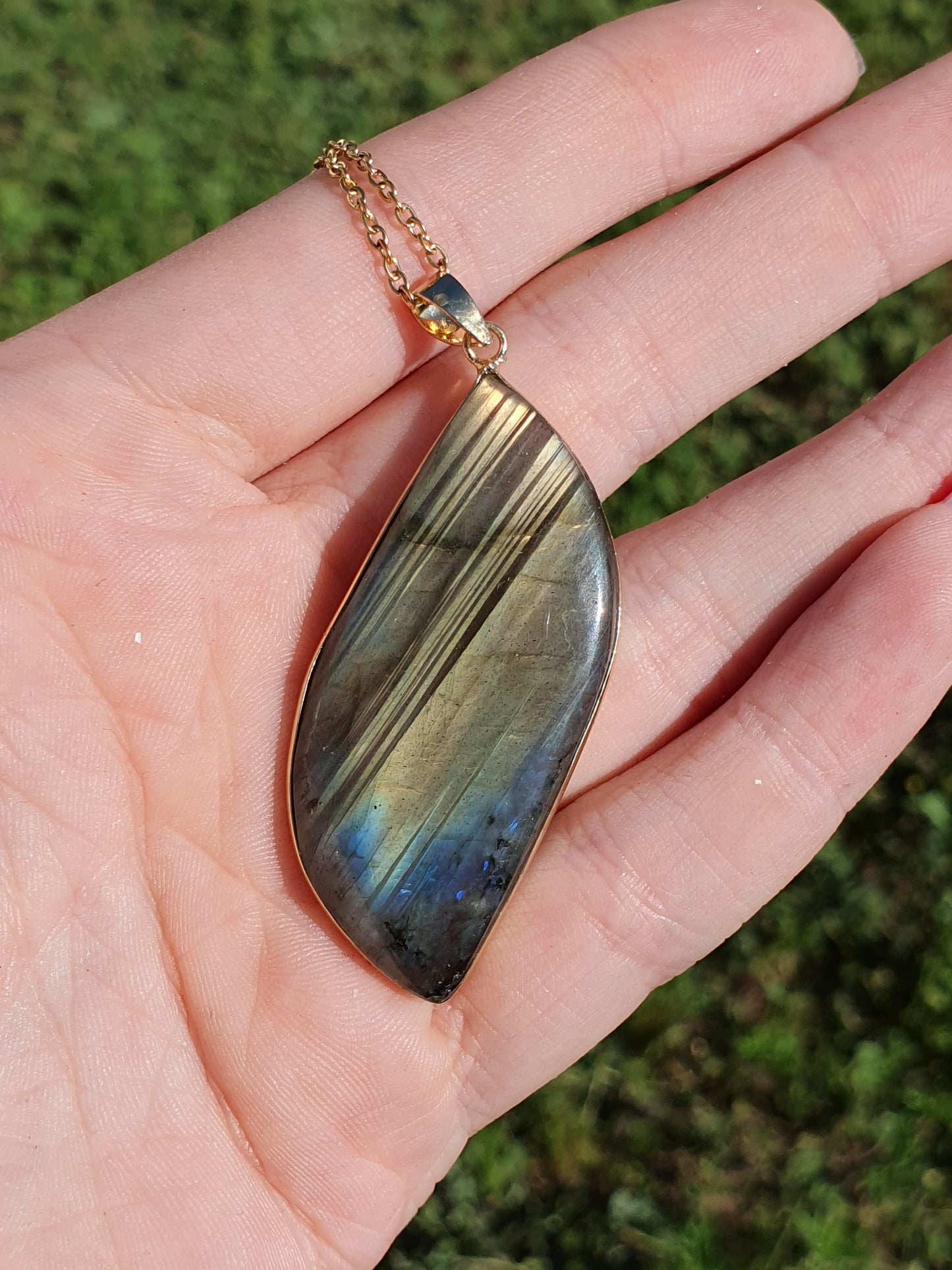 labradorite cerclage couleur or en acier inoxydable