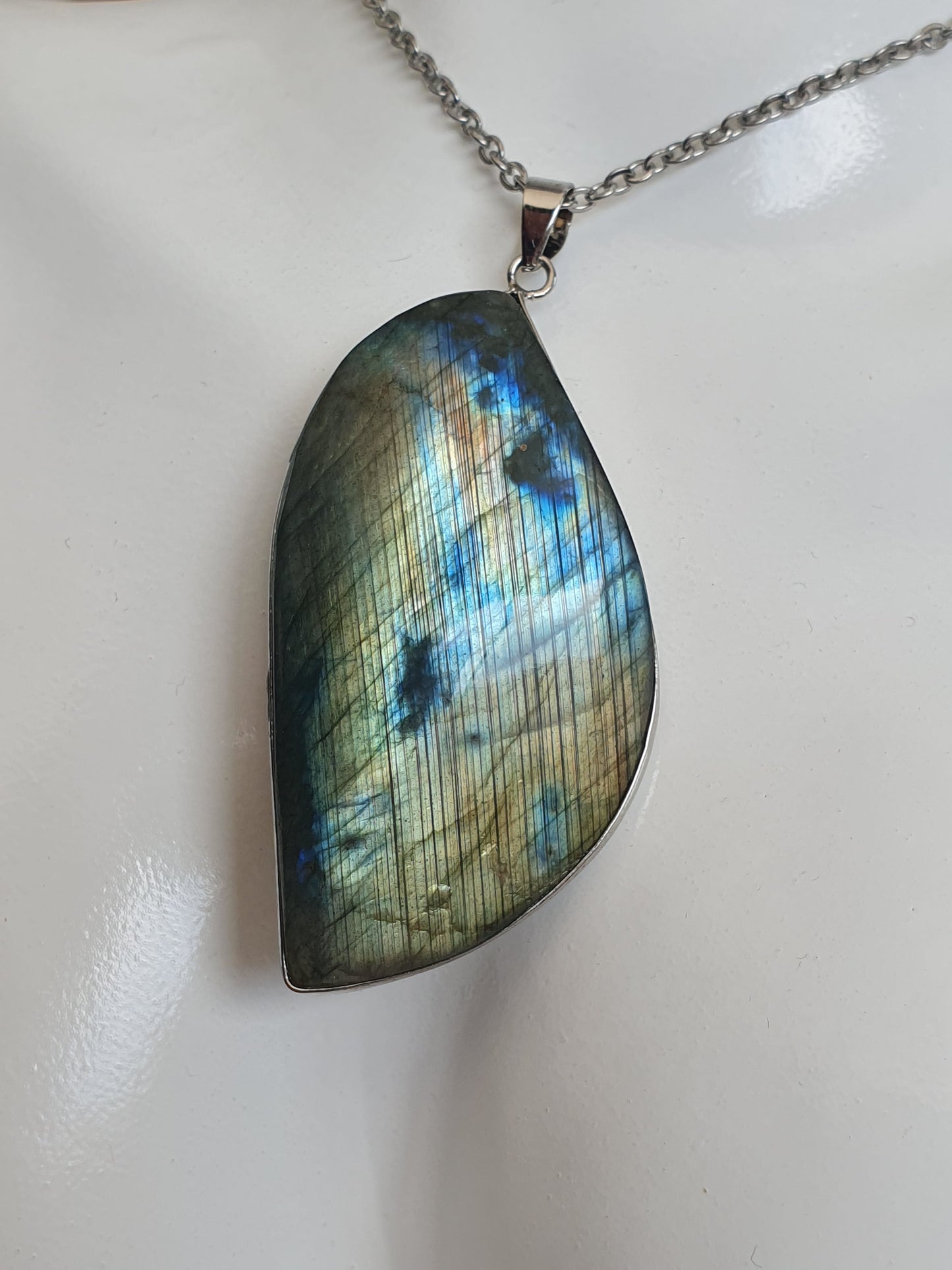 labradorite Cerclage couleur argent acier inoxydable