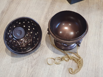 Brûleur d'encens suspendu en laiton -style Antique