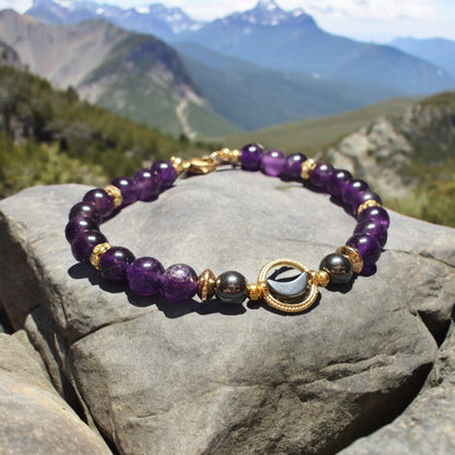 Bracelet Lune hématite et Améthyste