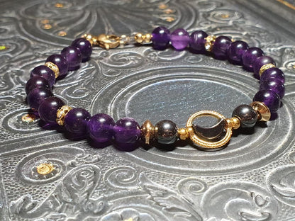 Bracelet Lune hématite et Améthyste