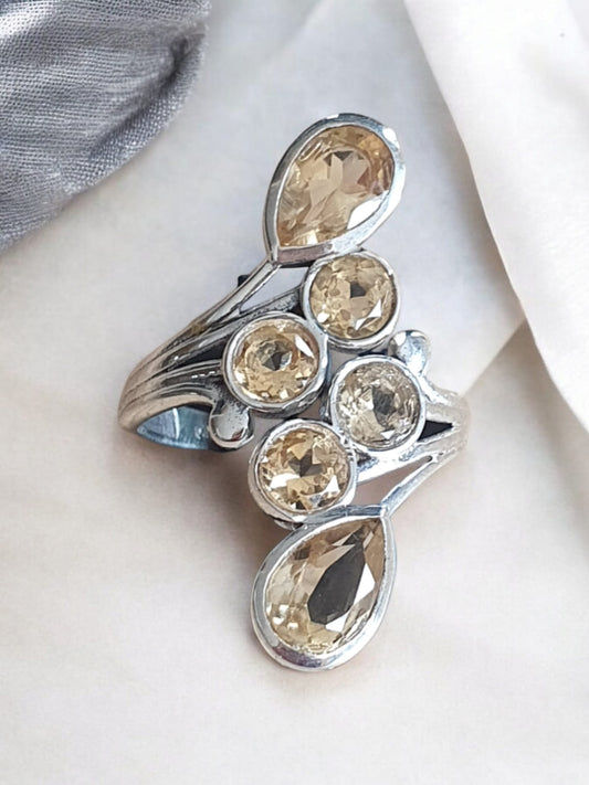 Bague en Argent 925 avec Citrine Naturelle - Qualité AAA
