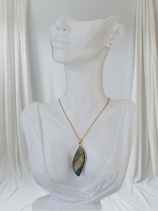 labradorite cerclage couleur or en acier inoxydable