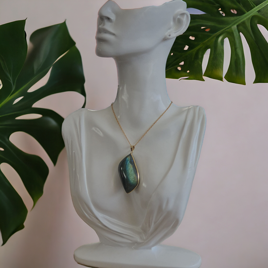 labradorite cerclage en acié inoxydable couleur or