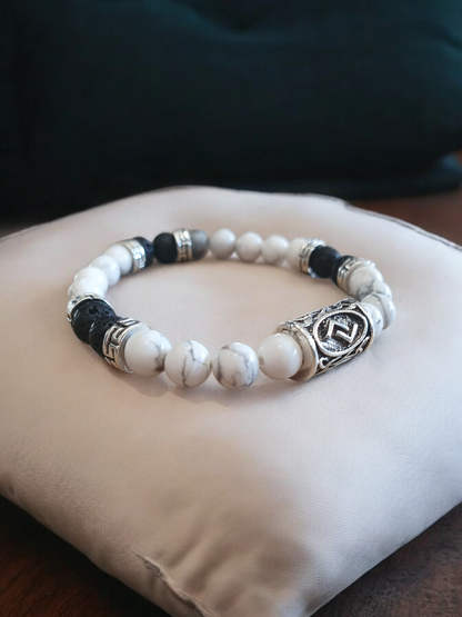 Bracelet Howlite et pierre de lave