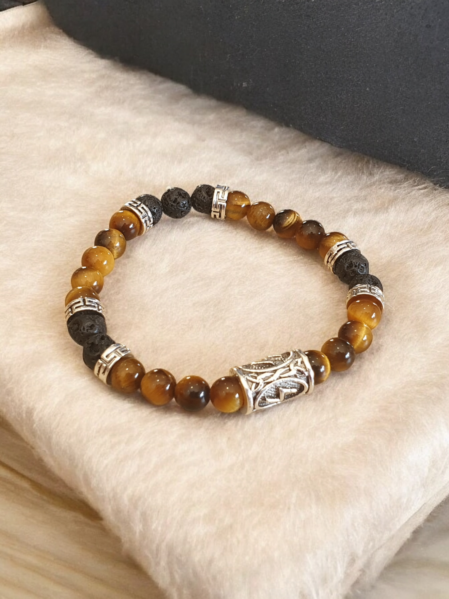 Bracelet oeil du tigre et pierre de lave