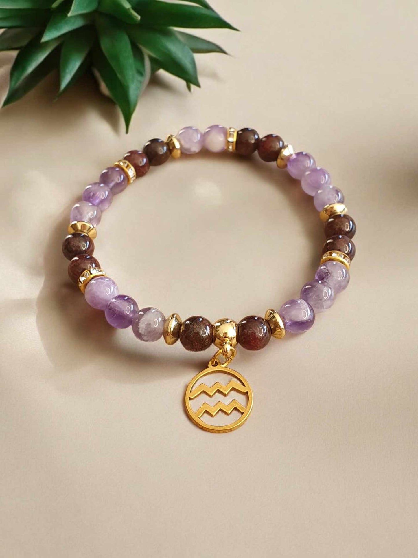 Bracelet du Verseau Améthyste/Grenat