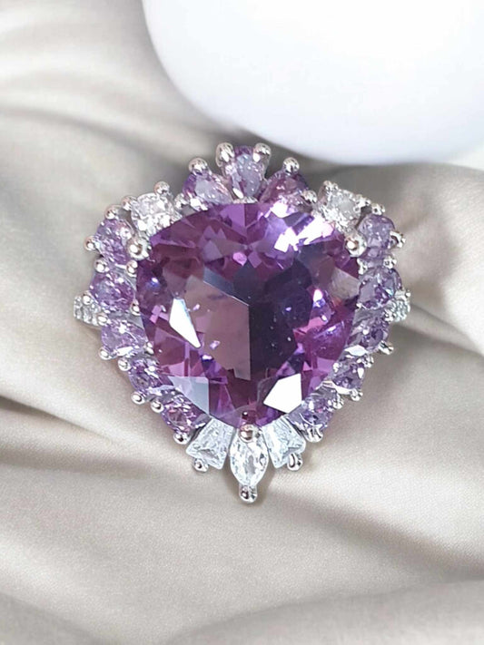 Bague Ajustable en Argent 925 et Améthyste : Éclat et Protection