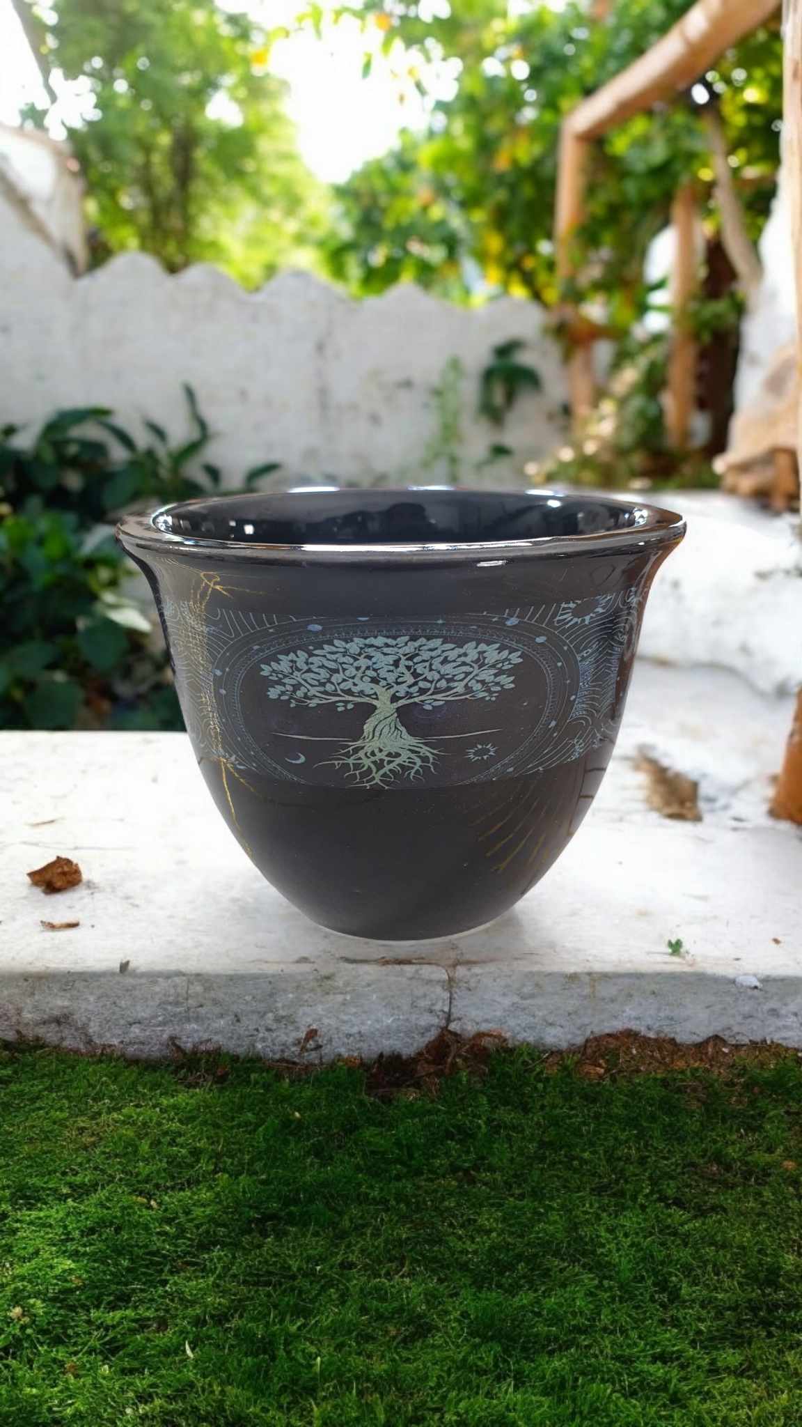 Bol de Fumigation en Céramique Arbre de Vie Noir – 9 cm ou 13 cm