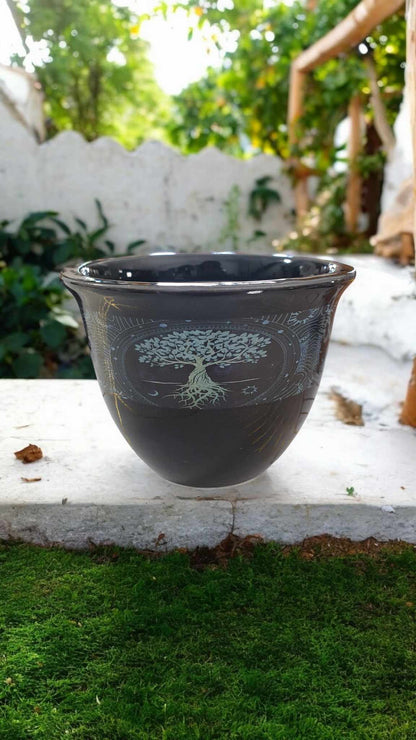 Bol de Fumigation en Céramique Arbre de Vie Noir – 9 cm ou 13 cm