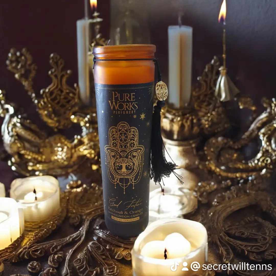 Bougie d'intention Good Fortune en verre avec pompon