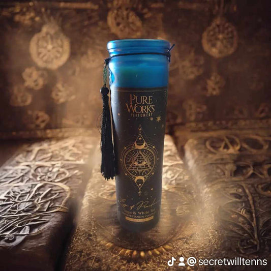 Bougie d'intention Eye of Providence en verre avec pompon