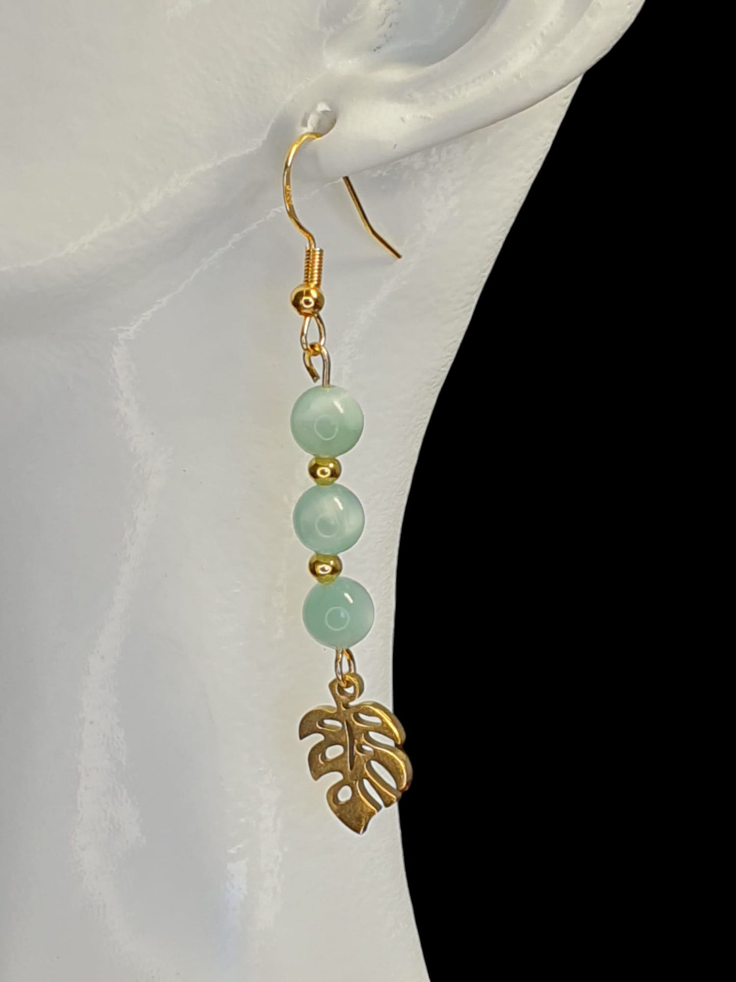 Boucles d'oreilles feuille Tropicale en LARIMAR