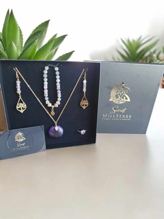 Parure Améthyste et Labradorite de qualité supérieure