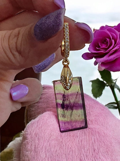 Boucles d'Oreilles en Fluorite : Élégance Géométrique et Énergie Spirituelle