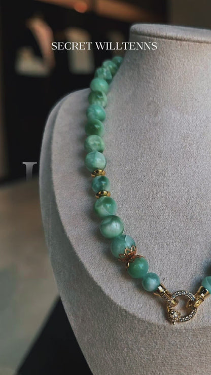 Collier en Larimar perles 12mm