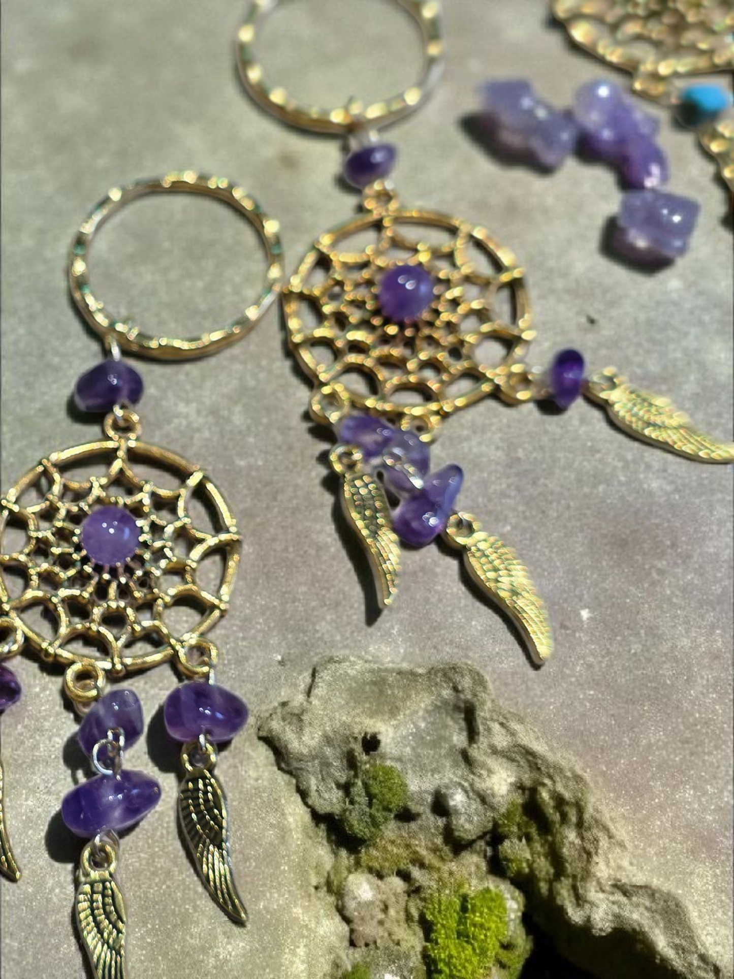 🎗Porte-clés “Attrape-Rêves Solidaires” – Pierres naturelles🎀