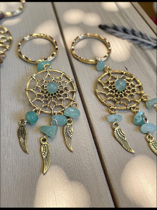 🎗Porte-clés “Attrape-Rêves Solidaires” – Pierres naturelles🎀