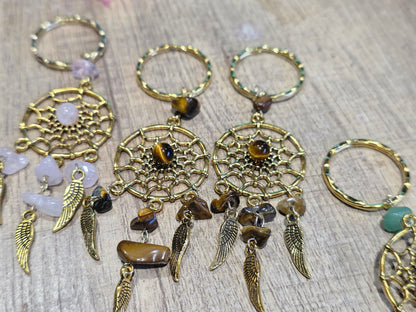 🎗Porte-clés “Attrape-Rêves Solidaires” – Pierres naturelles🎀