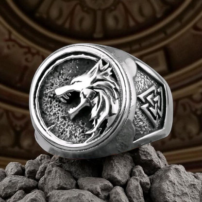 Bague Viking Loup en Acier Inoxydable – Symbole Valknut