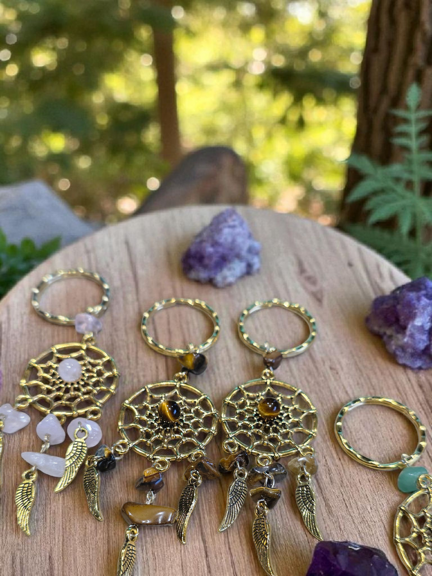 🎗Porte-clés “Attrape-Rêves Solidaires” – Pierres naturelles🎀